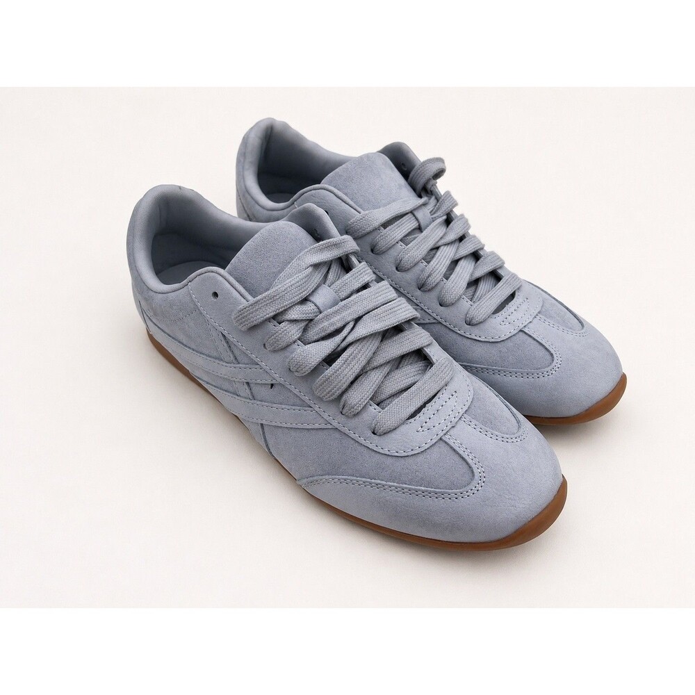 Faux Suede Low Top Sneakers – Light Blue Gum Sole Comfort Shoes Time and Tru